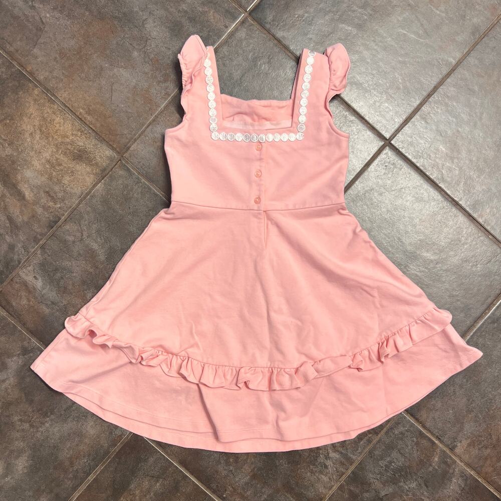 Janie and Jack girls pink dress size 5/6 EUC